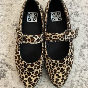 T.U.K Leopard Print Mary Jane Shoes